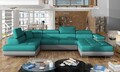 Coltar extensibil stanga 6 locuri ELTAP, Rod-18, Rodrigo, 345x202x90 cm, lemn/poliester, albastru/gri