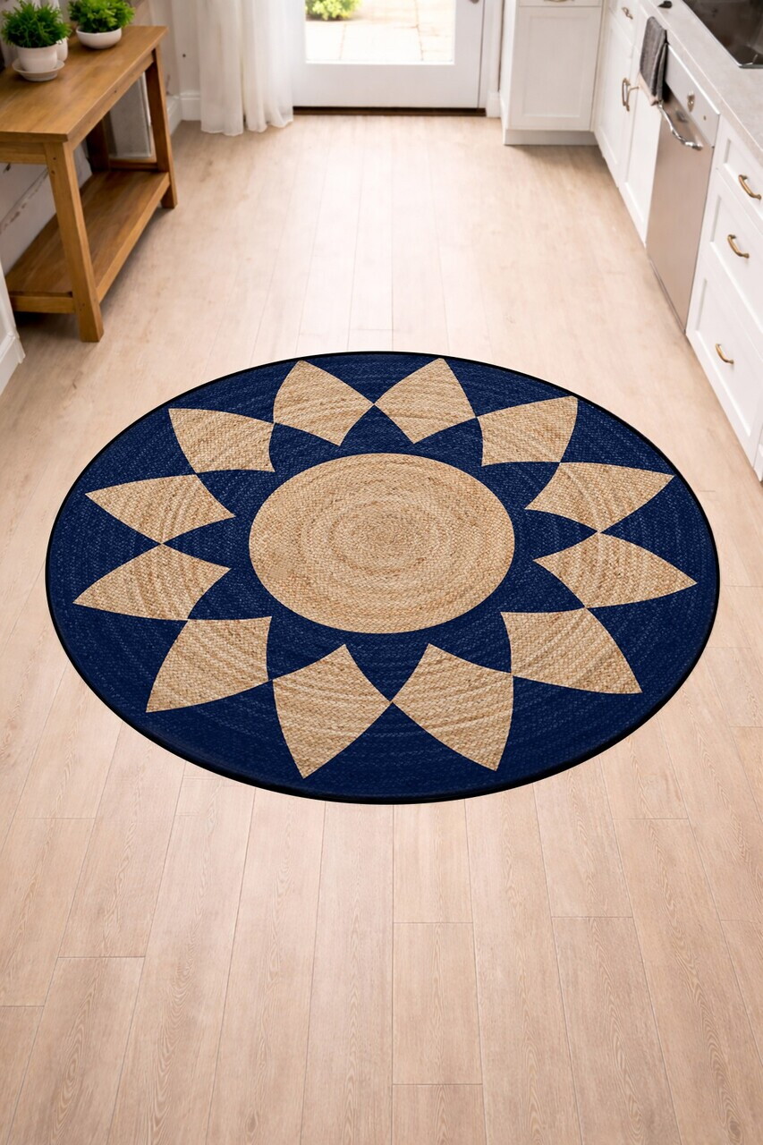 Covor, CLR-7210-7, 180x180 cm, Poliester, Albastru inchis — imaginea 2
