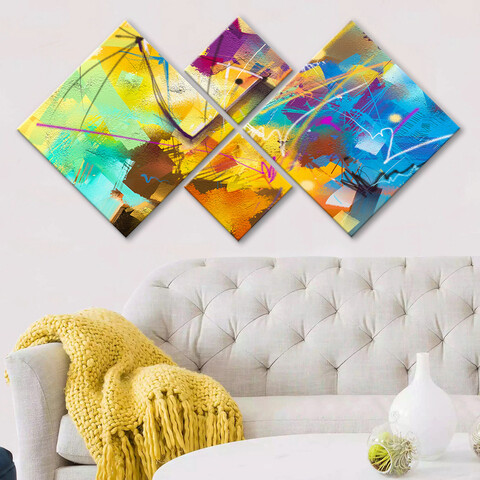 Set 4 tablouri decorative, 4mdf664007500, mdf, imprimat uv, multicolor
