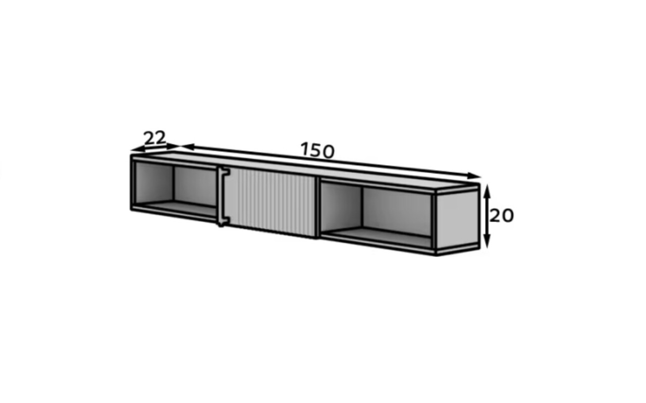Raft de perete ELTAP, Raftt, 150x22x20 cm, PAL/MDF, negru