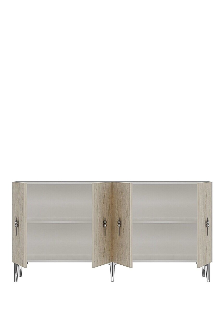 Consola, Hanah Home, Salkım 150, 125x75x32 cm, White / Travertine / Silver — imaginea 6