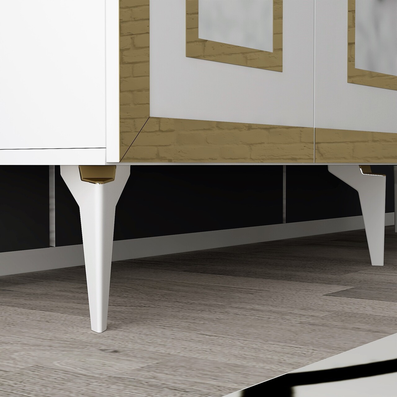 Consola, Olivia, Karya, 150x40x79 cm, PAL , Alb/Auriu