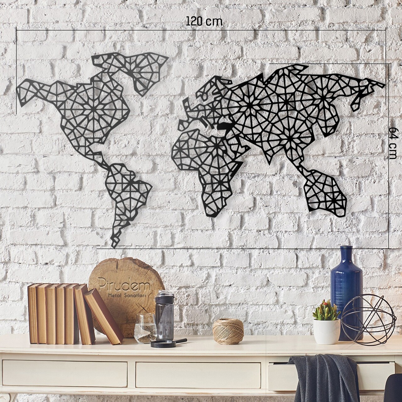 Decoratiune de perete, The World Is Mine, Dimensiune: 120 x 64 cm, Negru - imagine 2