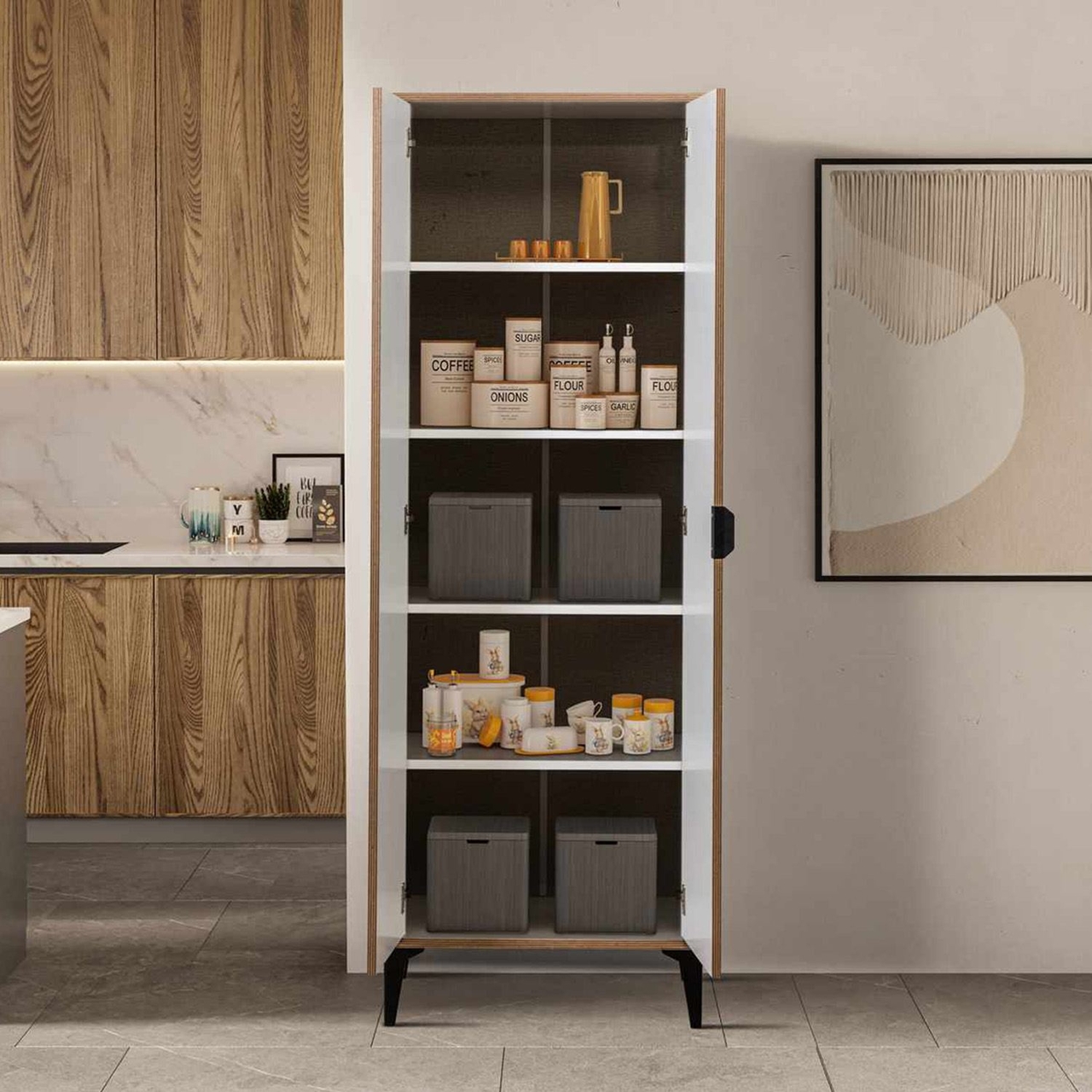 Dulap multifunctional, Hanah Home, Arden, 65x190x37 cm, Alb - view 5