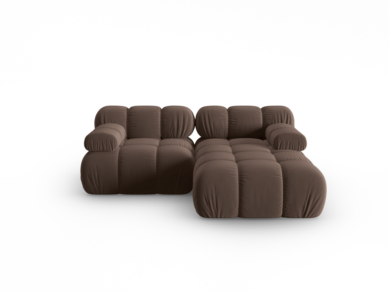 Coltar modular dreapta 3 locuri, Bellis-51, Micadoni Home, 188x155x70 cm, catifea, maro inchis