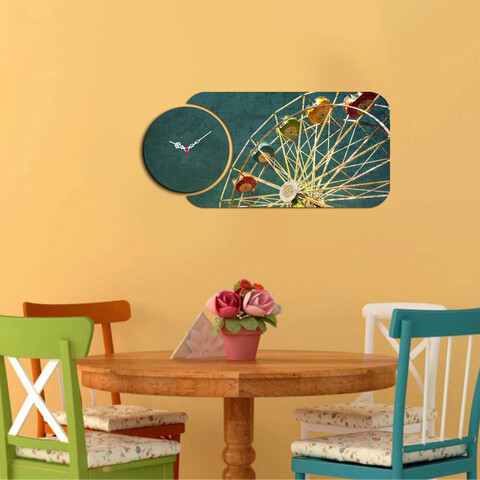 Set ceas si tablou decorativ, yms-88, mdf , dimensiune: 68 x 32 cm, multicolor