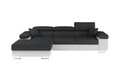 Coltar extensibil stanga 4 locuri ELTAP, Armd-18, Armando, 289x203x85 cm, lemn/poliester, gri inchis/alb