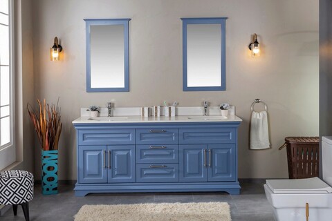 Set mobilier de baie (3 piese), Jussara, Huron 72, Albastru Jussara