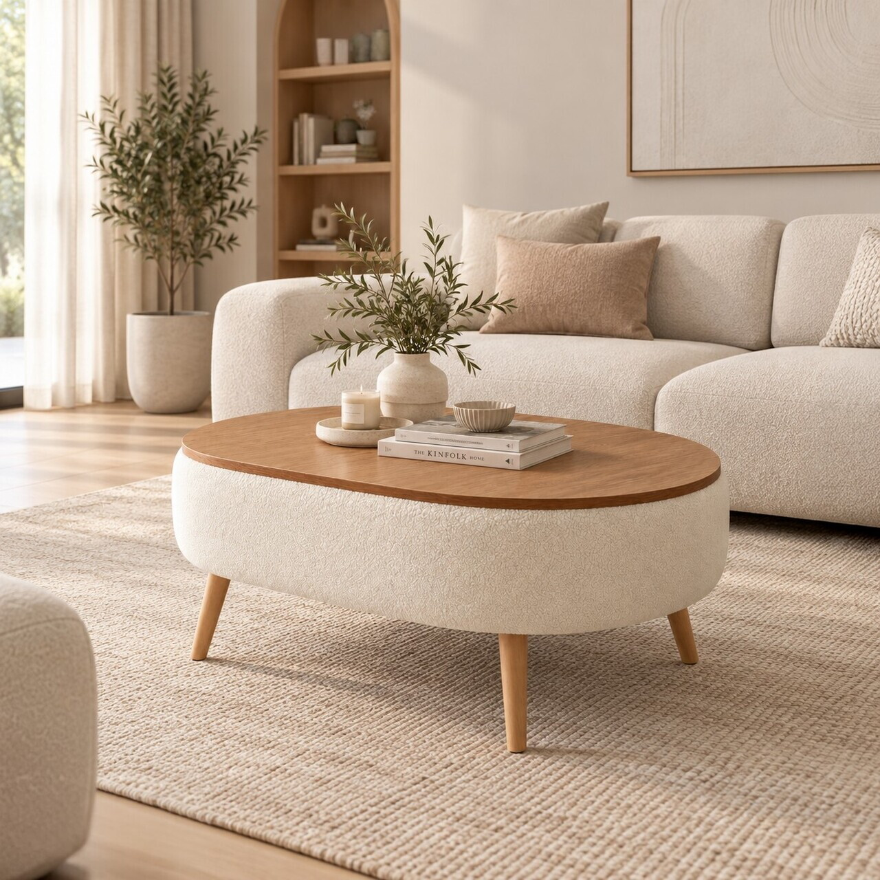 Masuta de cafea, Hanah Home, Luno, 90x45x60 cm, Alb