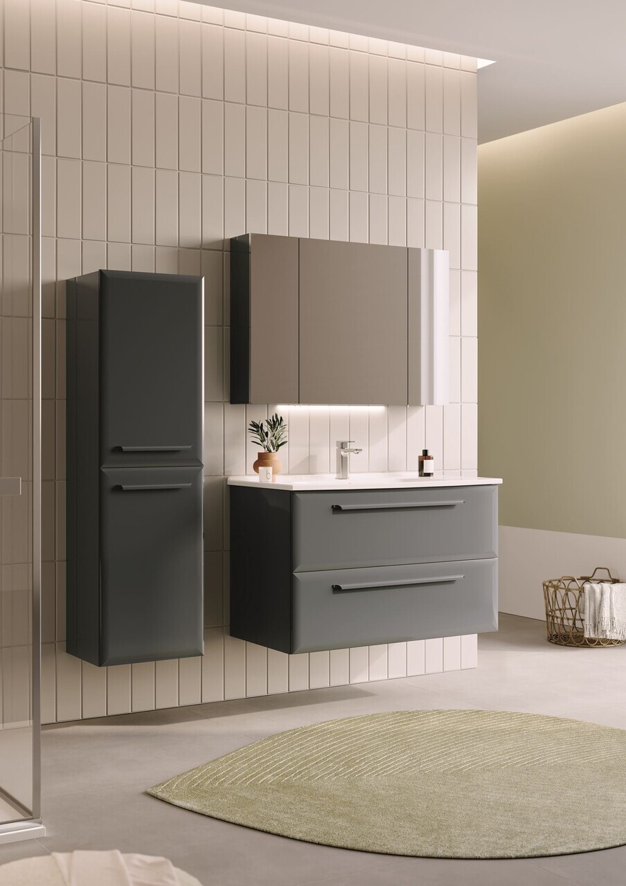 Dulap de baie cu chiuvetă, Hanah Home, Nuvola 100 v2, Antracit — imaginea 5