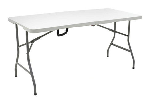 Masa pliabila pentru picnic si gradina Rodeo, Pakoworld, 152x70x74 cm, polietilena HDPE/metal, alb/gri