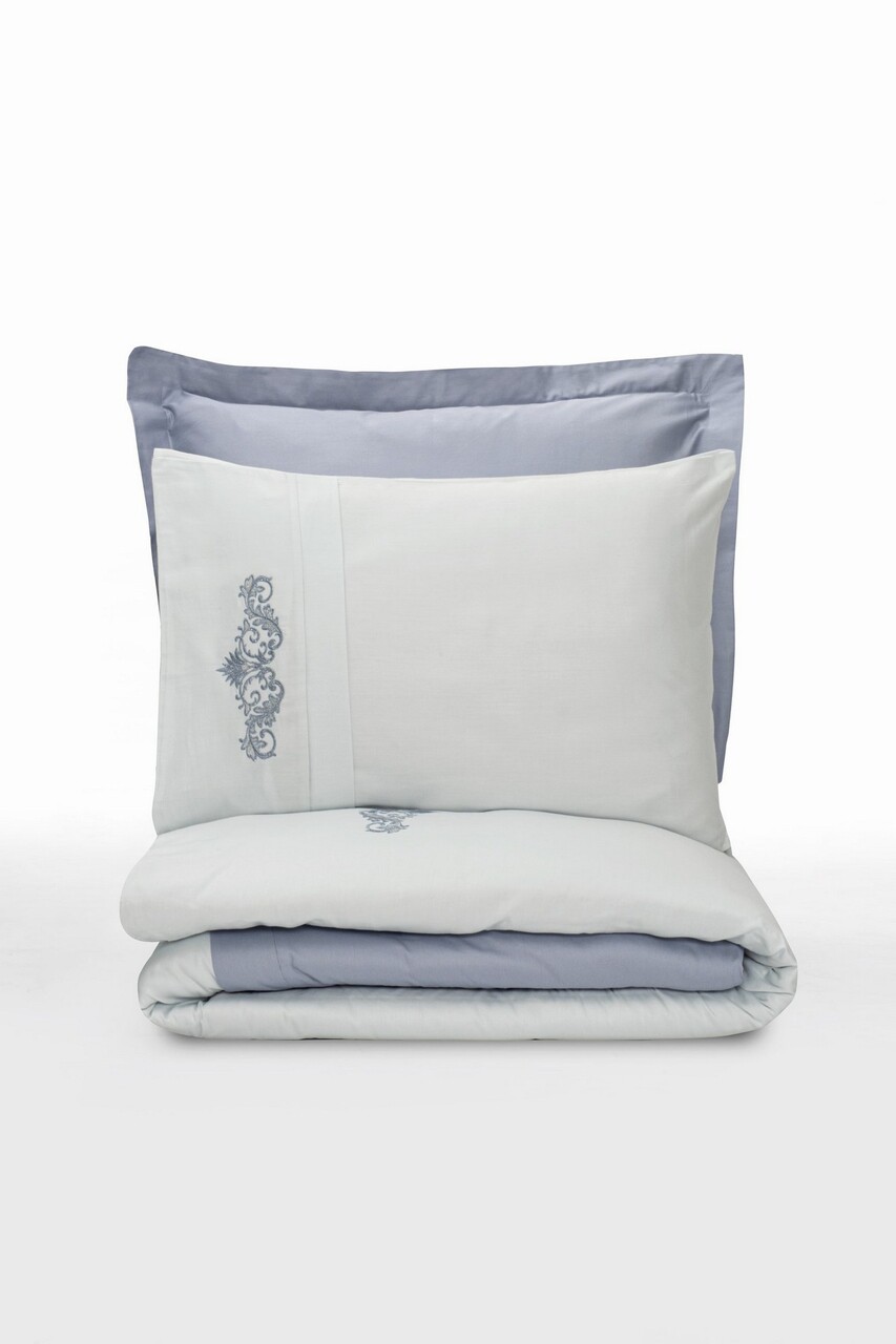 Lenjerie de pat dubla, Biana - Grey, Cotton Box, Bumbac Satinat