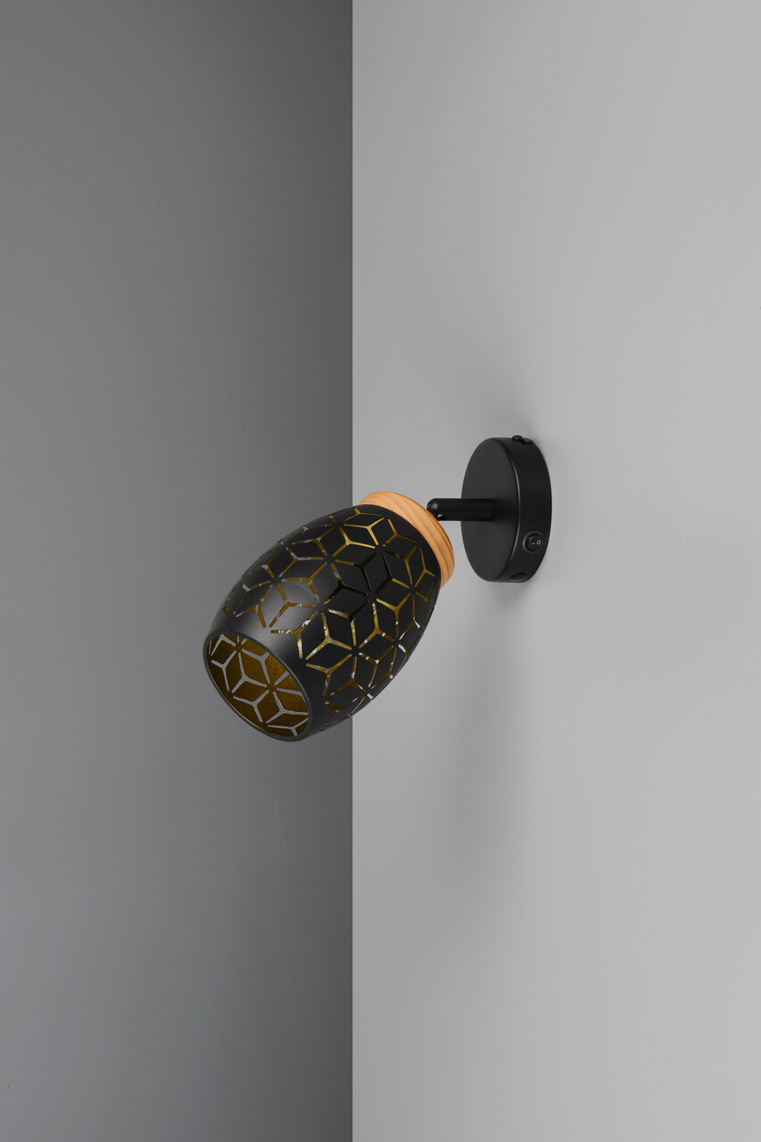 Aplica de perete Bidar, RL, 12x10 cm, 10W, 1x E14, metal, negru/natur - 2 | YEO