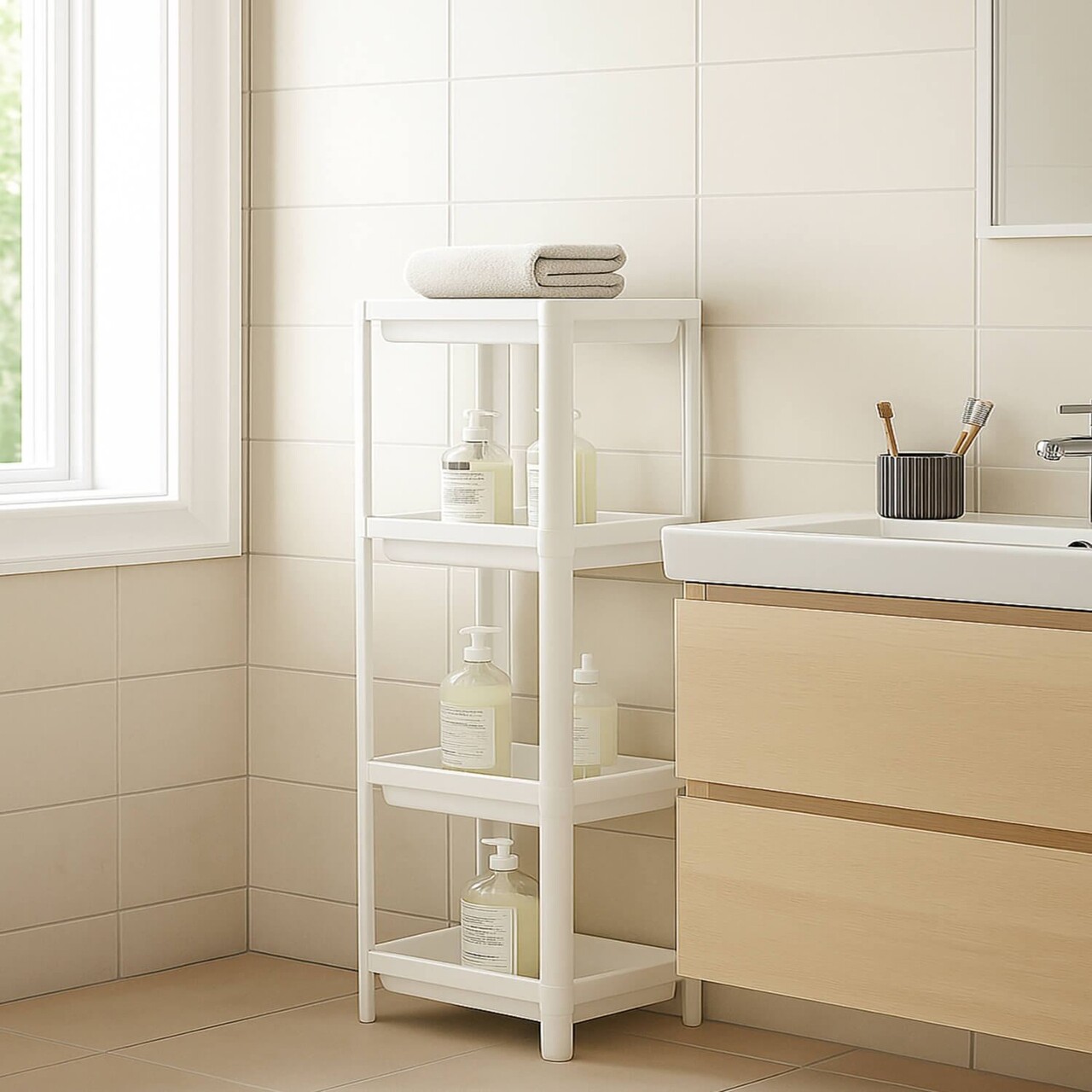 Raft multifuncțional din plastic 242350 36x23x102 cm Alb