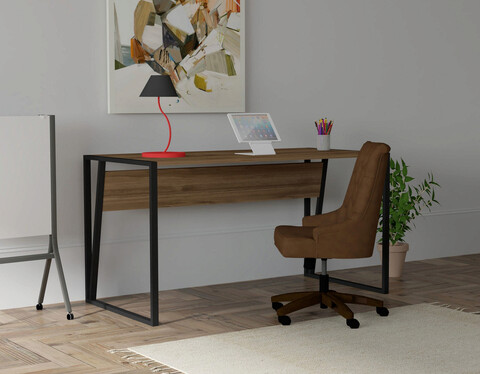 Birou, puqa design, kemer, 140x74x70 cm, pal, nuc / negru