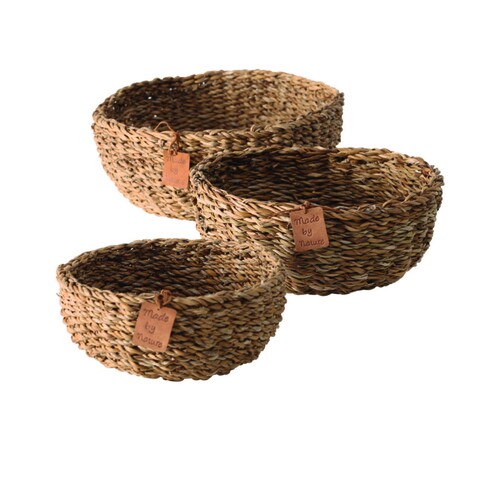 Set 3 cosuri Sophy Round, Boltze, 20-30 cm, iarba de mare, natural
