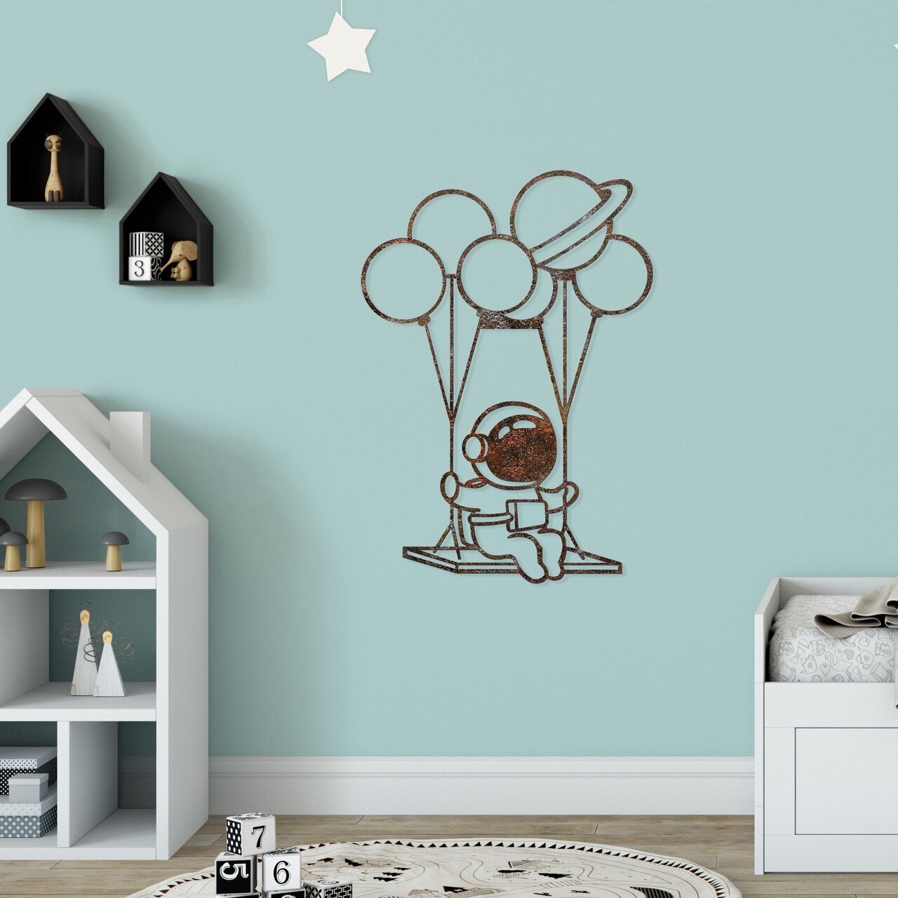Decoratiune de perete, Rusty Astro 1, Dimensiune: 70 x 44 cm, Maro antichizat - view 4