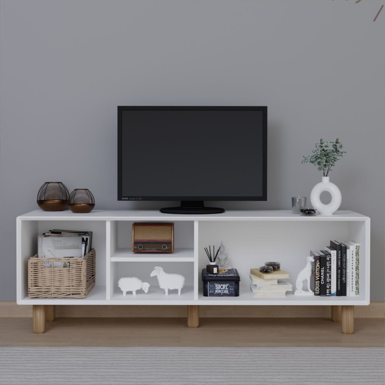 Comoda TV, Miwood, Bohemian 1600-144, Alb - 2 | YEO