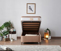 Saltea single, Base & Headboard, Niron, Latte, 90x38x190 cm, Cadru: OȚEL, Maro deschis