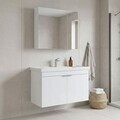 Set Dulap de Baie cu Chiuvetă și Oglindă (2 Piese), Hanah Home, Desna 90, Alb mat