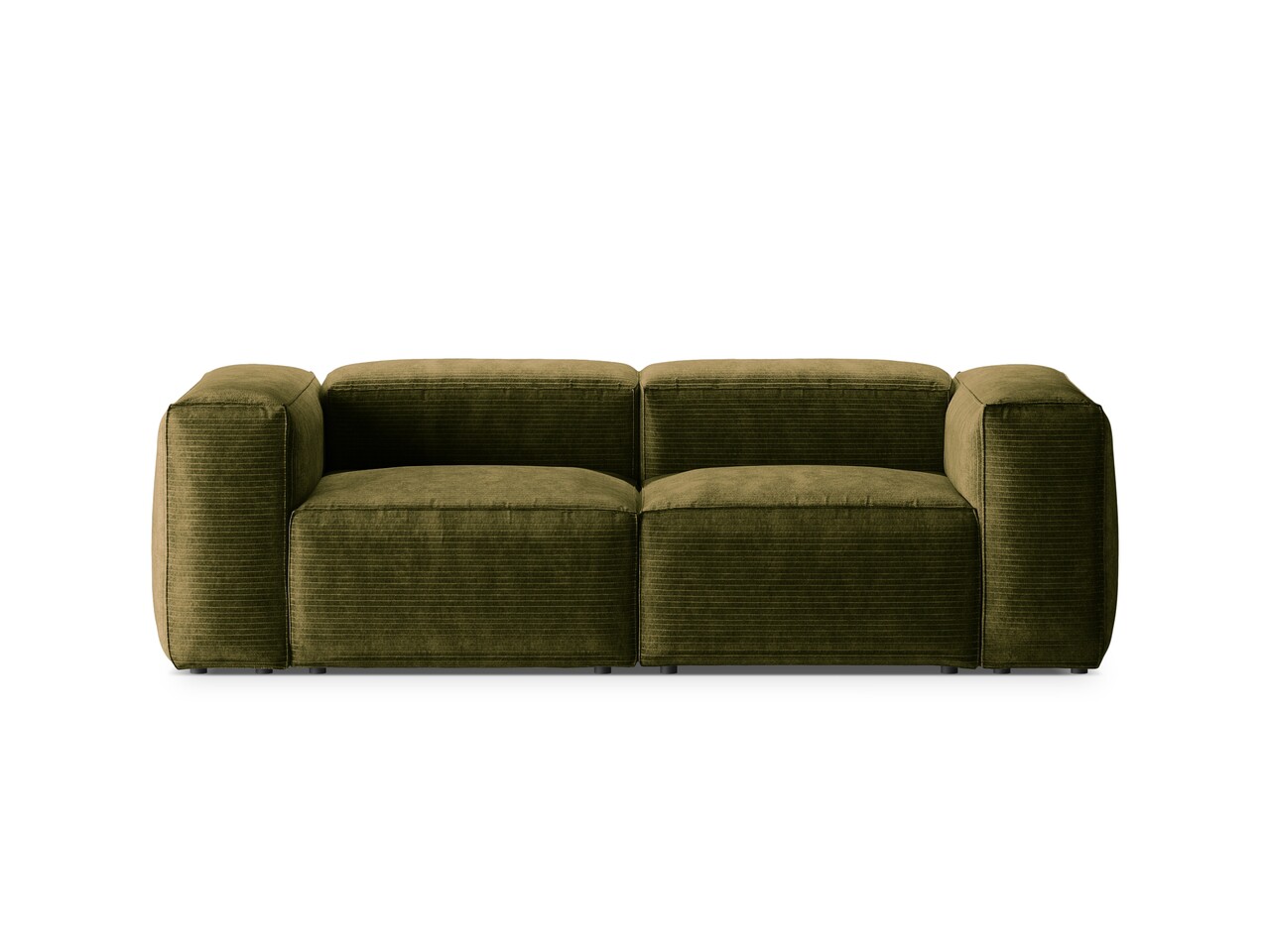 Canapea 2 locuri, Bergamo, Cosmopolitan Design, 224x108x70 cm, catifea chenille raiata, verde