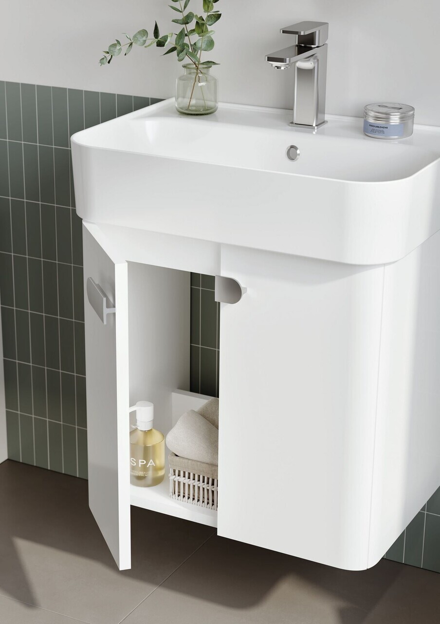 Set Dulap de Baie cu Chiuvetă și Oglindă (2 Piese), Hanah Home, Orbit 55, Alb — imaginea 7