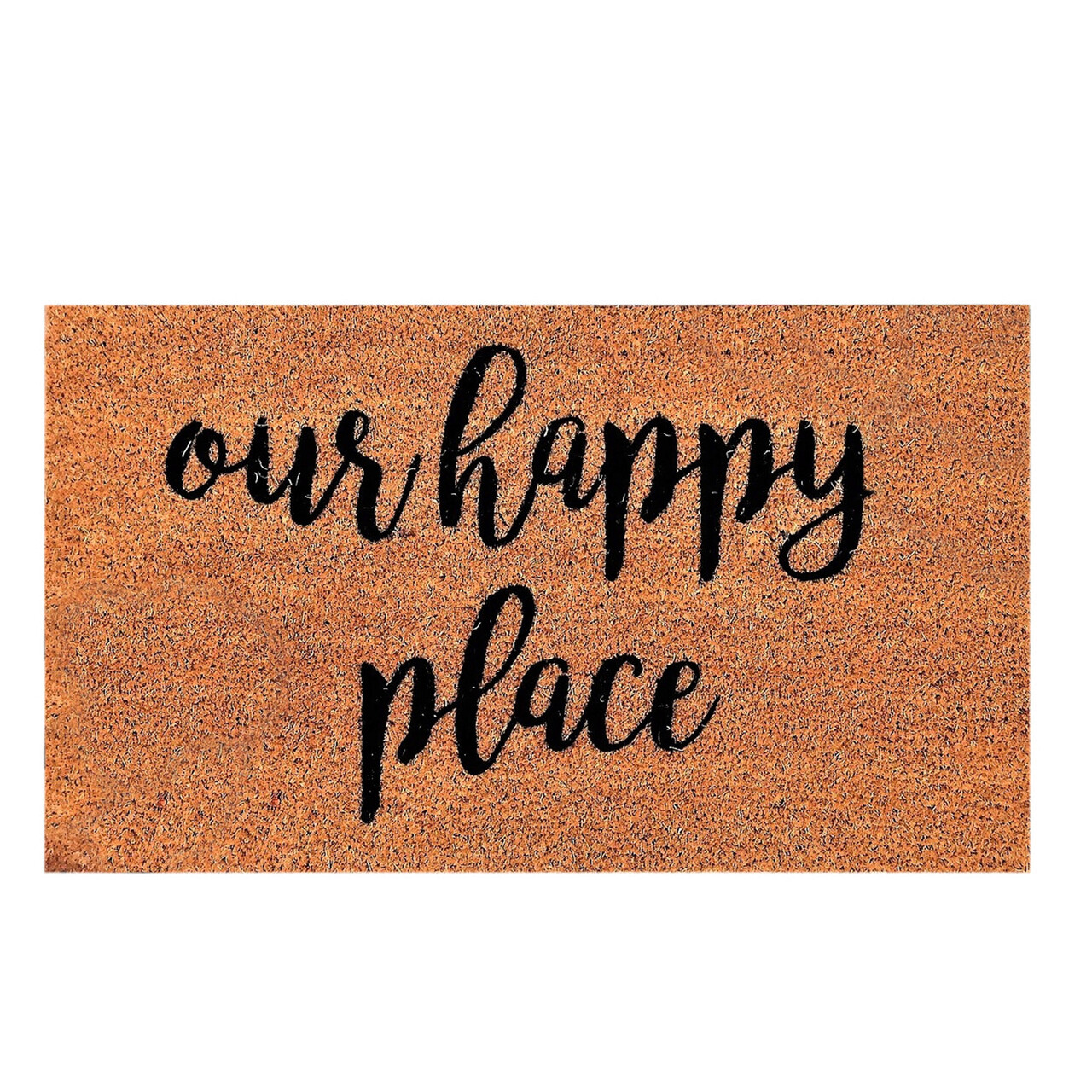 Covoras de intrare, Happy Place , 70x40 cm, Fibra de cocos, Maro / Negru - 1 | YEO