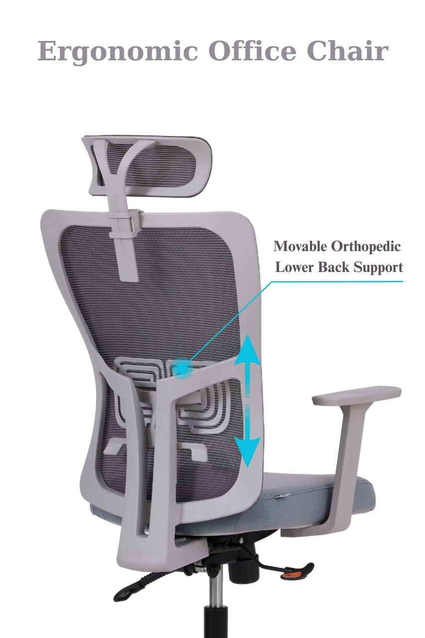 Set scaune de birou (2 piese), Hanah Home, Lumbar 126, Plastic, Gri - view 9