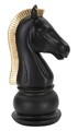 Decoratiune piesa sah, Mauro Ferretti, Horse, 10.5 x 8.5 x 19 cm, polirasina, negru/auriu