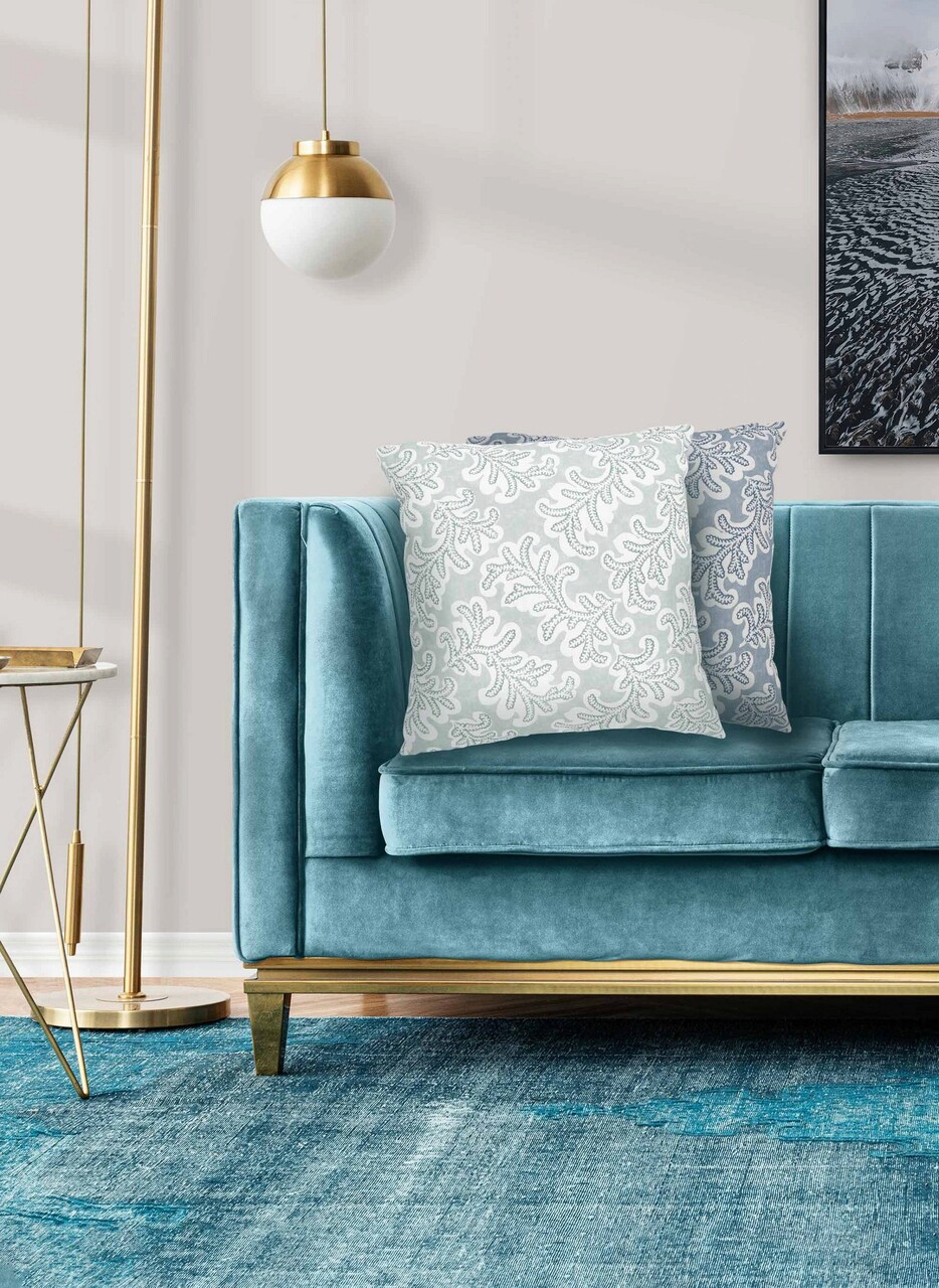 Perna, YST0391, 45x45 cm, Poliester, Albastru/Alb - 1 | YEO