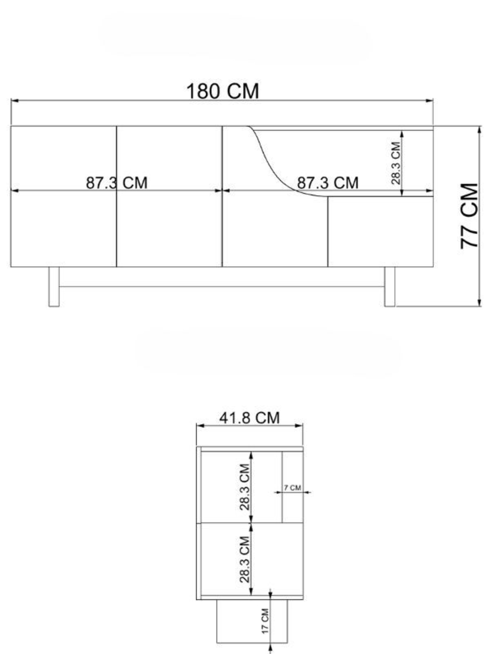 Consola, Hanah Home, Line, 180x80.6x40 cm, Bej - view 6