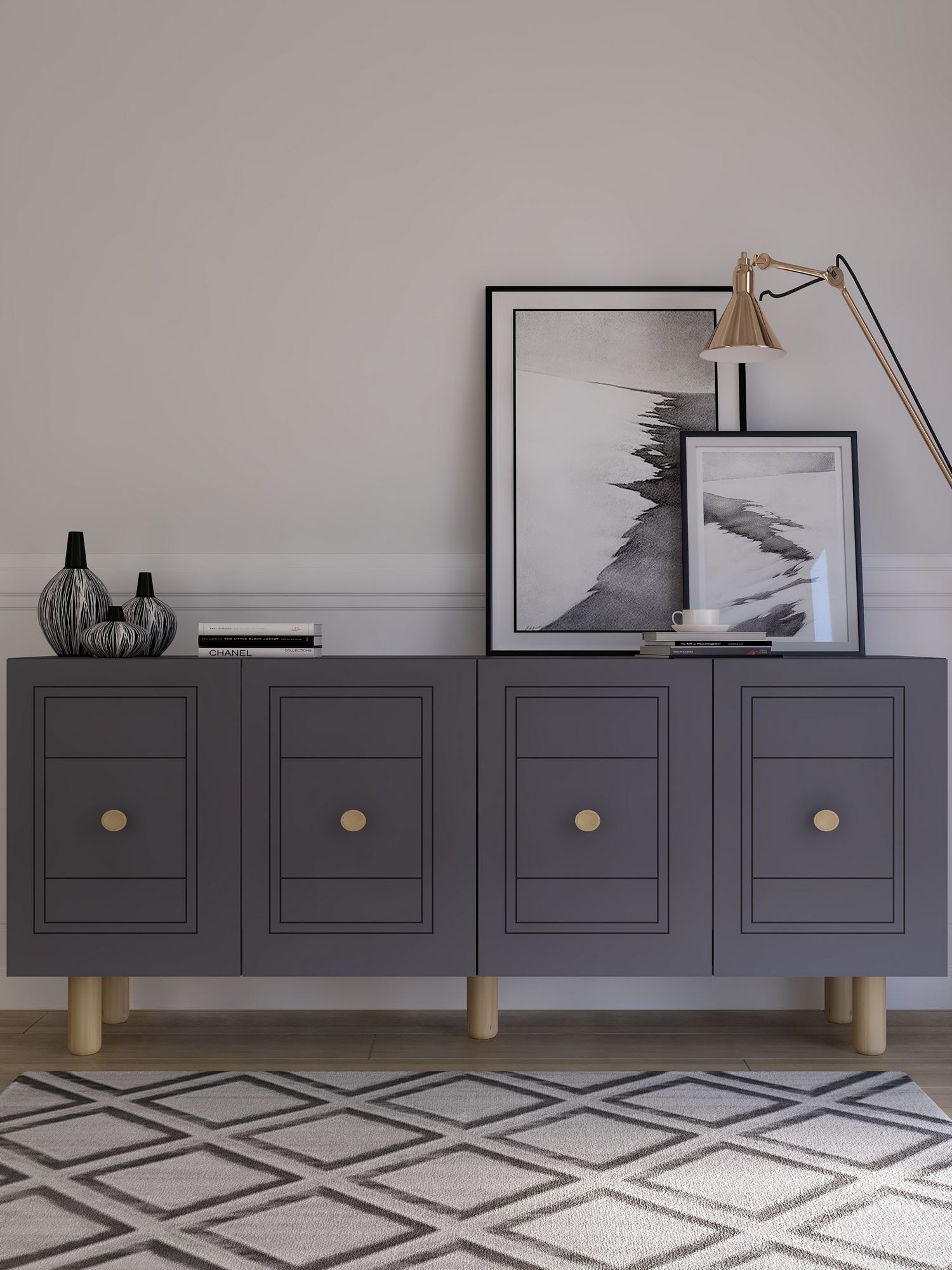 Consola, Hanah Home, Dario Bohem, 150x75x35 cm, PAL , Antracit