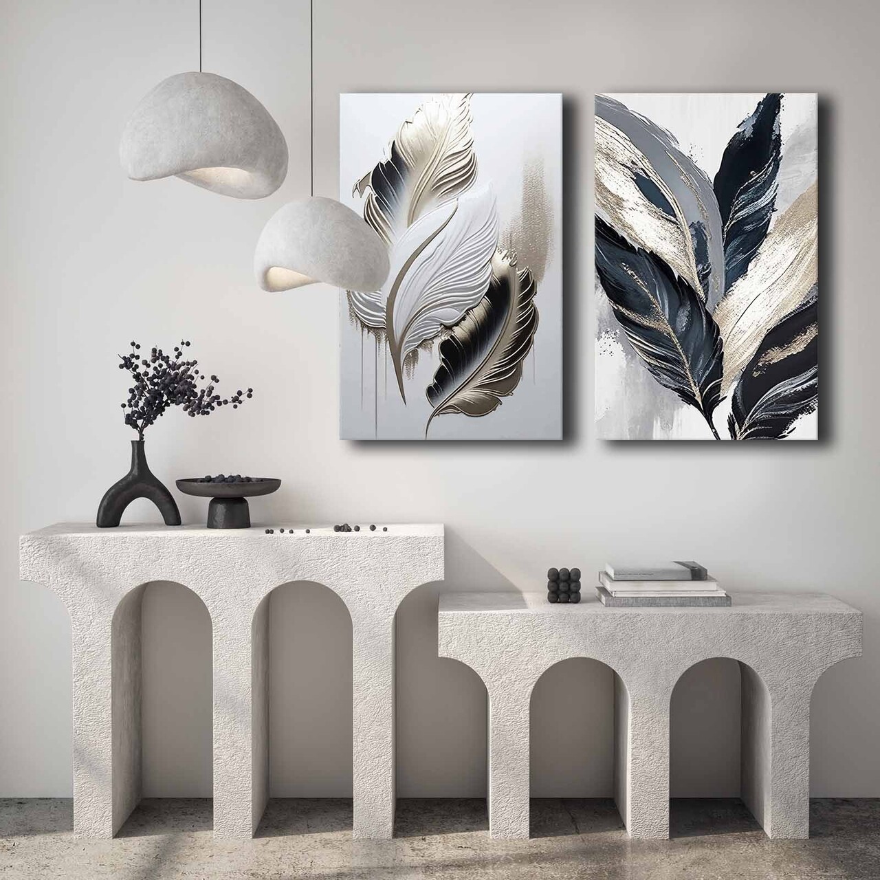Set 2 tablouri decorative, 2P4570GSC-016, Lemn, Multicolor - view 2