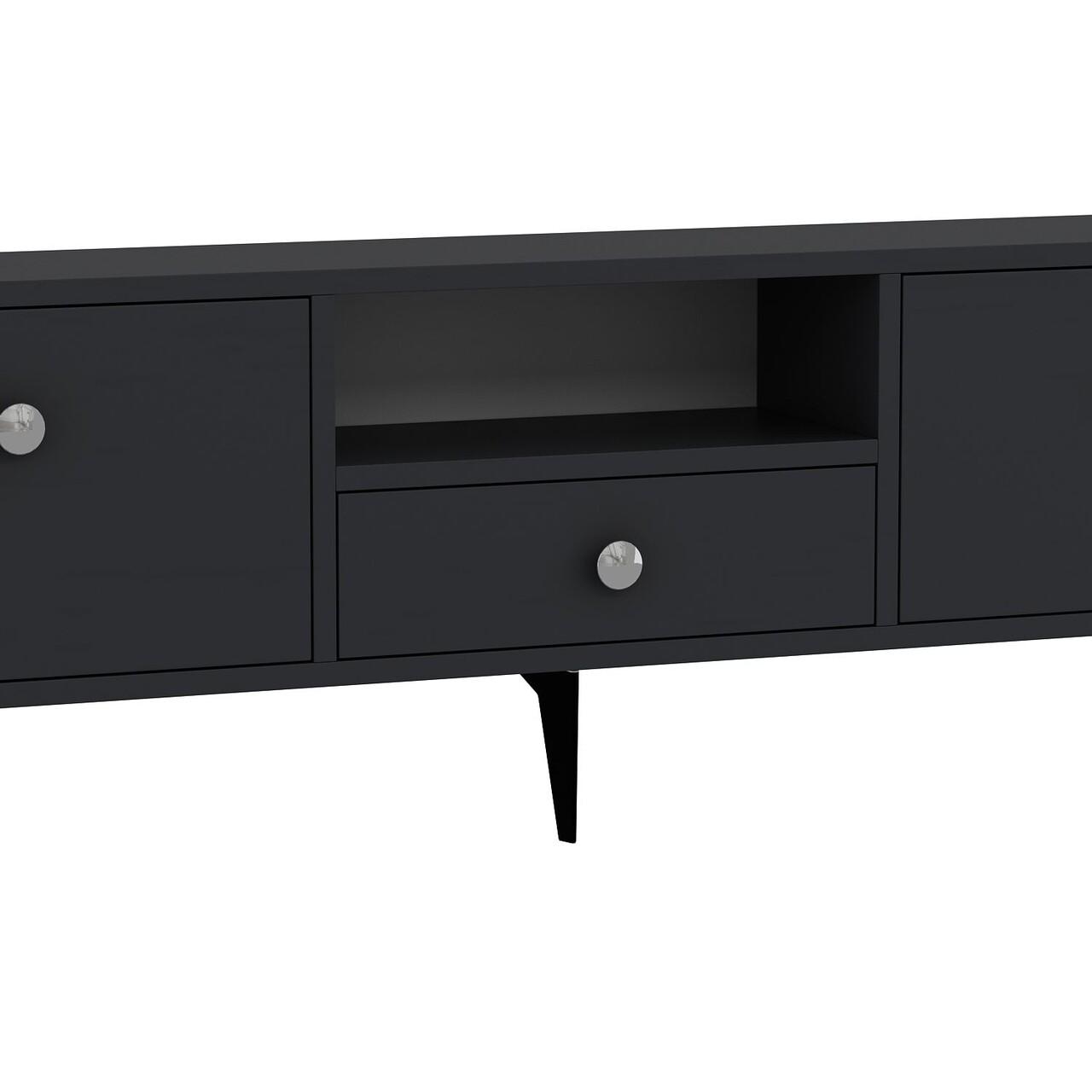 Comoda TV, Hanah Home, 1300-DROP-1, 140x49x30 cm, PAL , Antracit / Argintiu - view 6