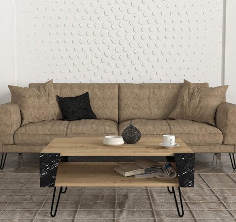 Masuta de cafea, Tera Home, Fanten Orta Sehpa , 90x40x63.6 cm, PAL, Safir / Negru mezoni imagine noua 2022