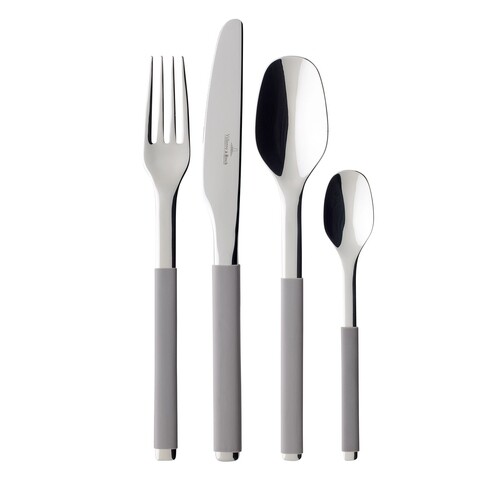Set tacamuri 24 piese, Villeroy & Boch, S+ Taupe Cutlery, inox/silicon