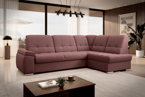 Coltar extensibil dreapta 3 locuri ELTAP, RT-24VE, Sado, 272x192x95 cm, lemn/poliester, roz inchis