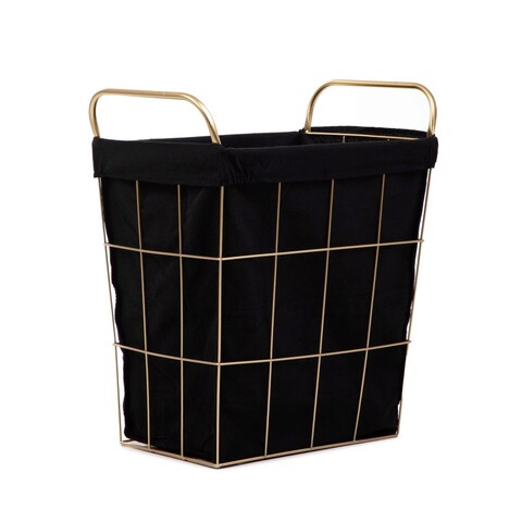 Cos de rufe Lorrey, Homla, 42x27x49 cm, metal/poliester, negru/auriu