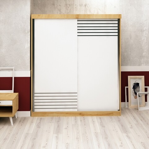 Dulap pentru haine FLY174018, Gauge Concept, 200x52x190 cm, PAL, stejar/alb Gauge Concept