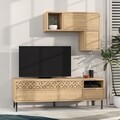 Comoda TV cu raft, Decortie, Heaton, pal melaminat, stejar