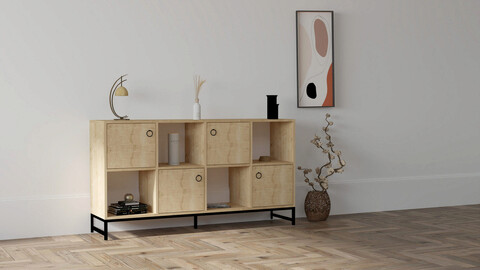 Consola, Puqa Design, Umay, 160x85x40 cm, PAL, Safir / Negru mezoni.ro
