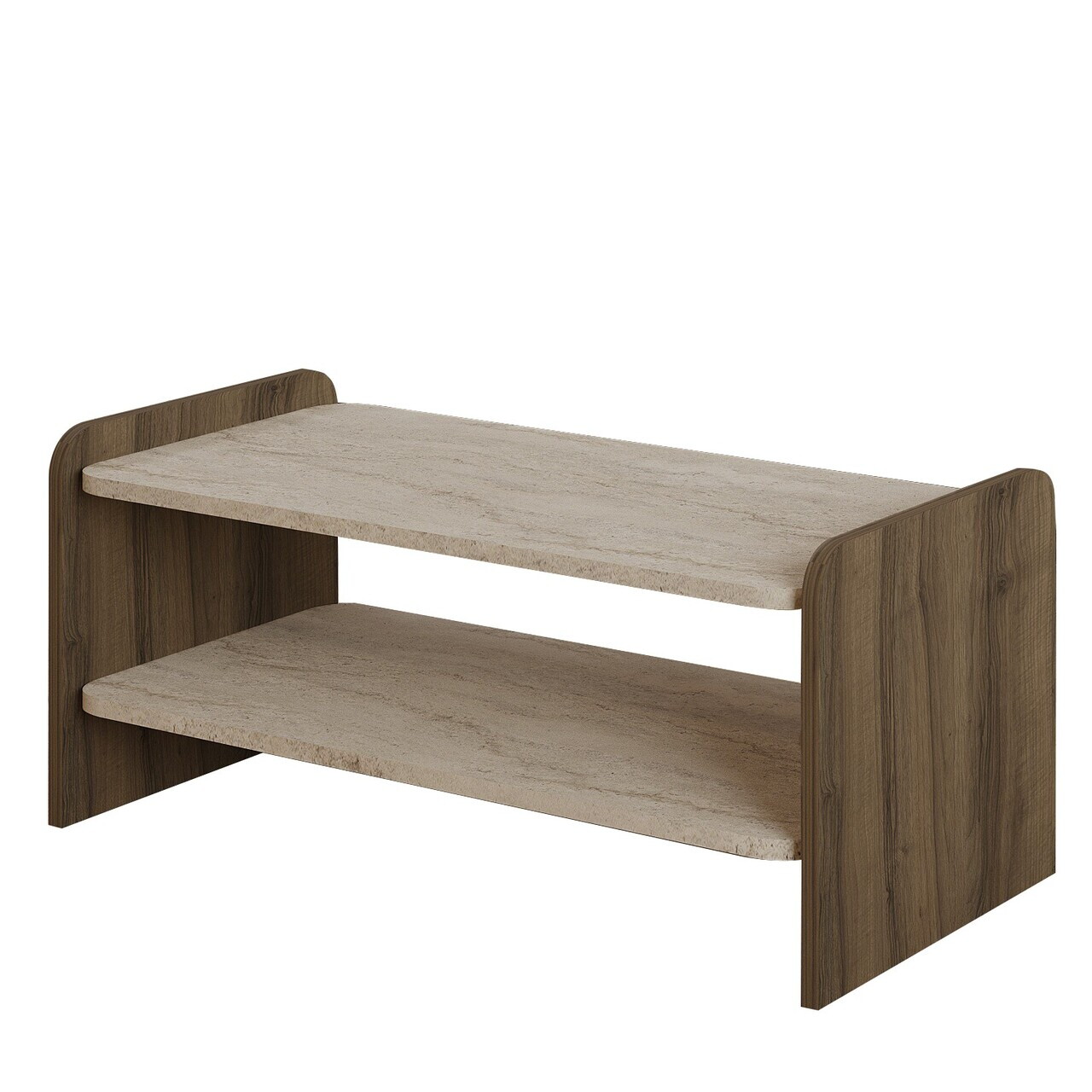 Masuta de cafea, Hanah Home, Amon, Travertin / Nuc Antic — imaginea 5