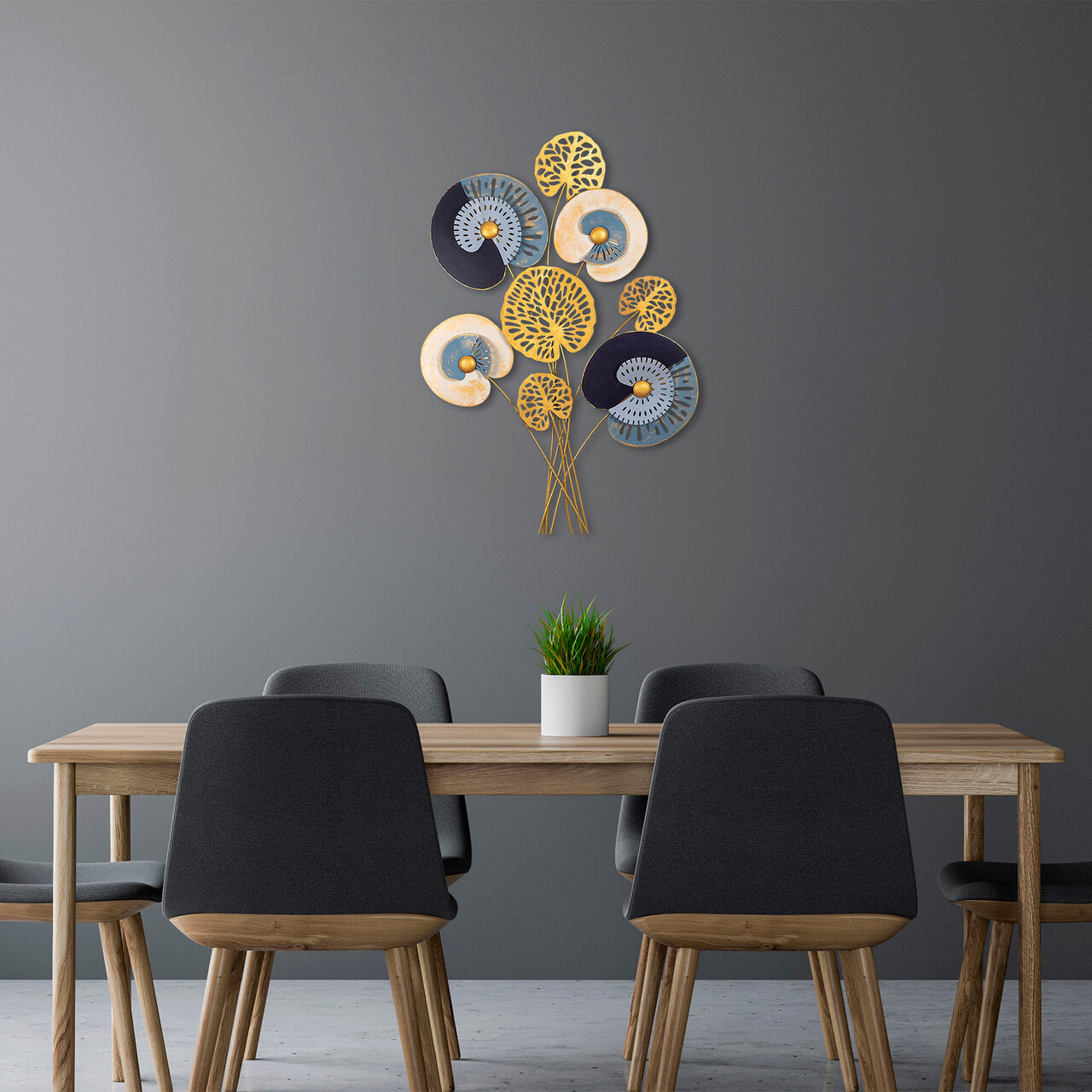 Decoratiune de perete, Grape Vine, Metal, Dimensiune: 68 x 100 cm, Multicolor - 1 | YEO