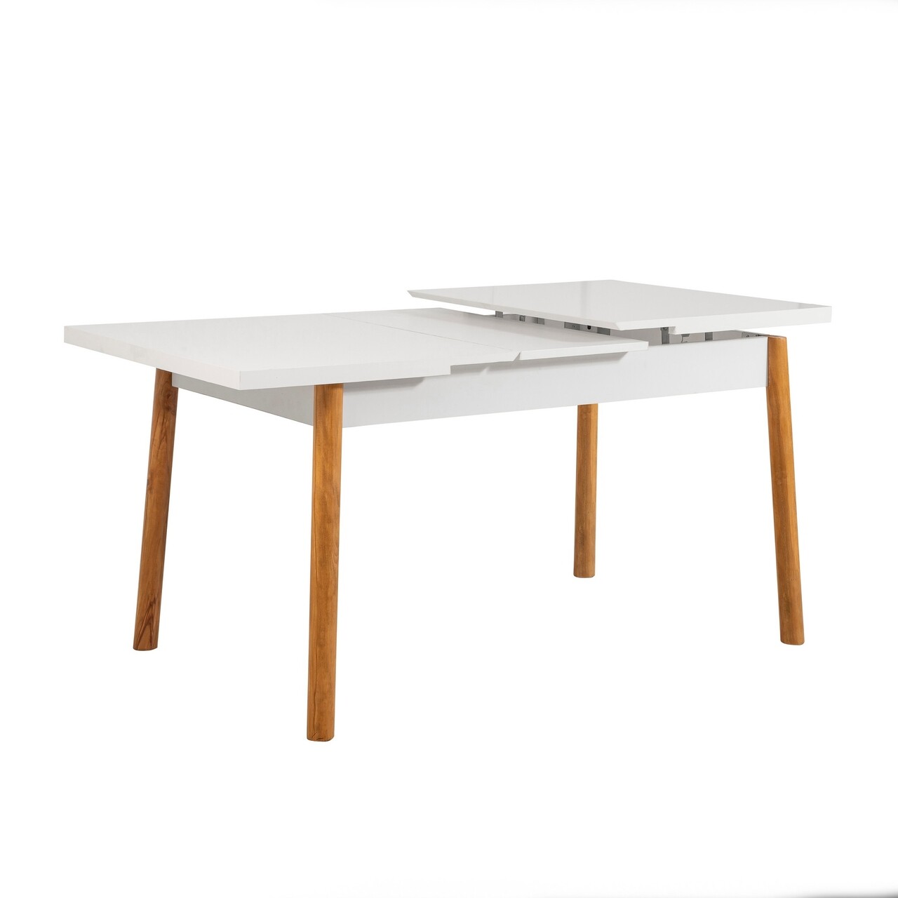 Masa dining extensibila, Vella, Santiago 869VEL5224, 120 x 75 x 75 cm, pal melaminat, alb/pin