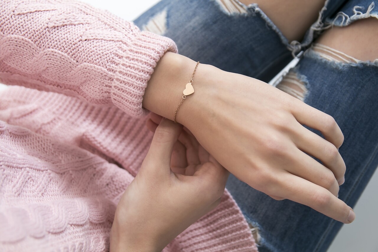 Bratara, Emily Westwood, Rose Gold Heart, Inox, Auriu