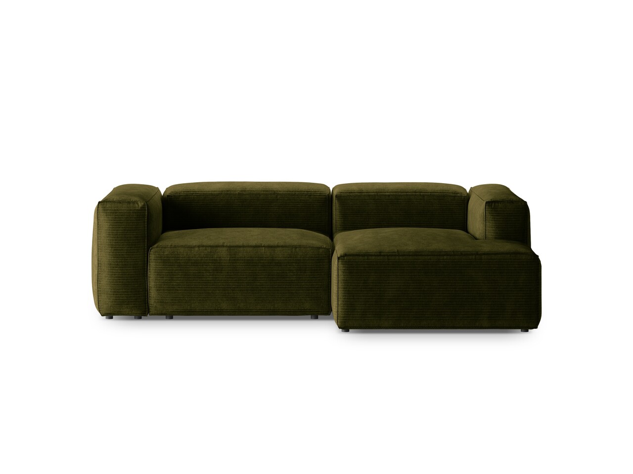 Coltar dreapta 2 locuri, Bergamo, Cosmopolitan Design, 244x152x70 cm, catifea chenille raiata, verde