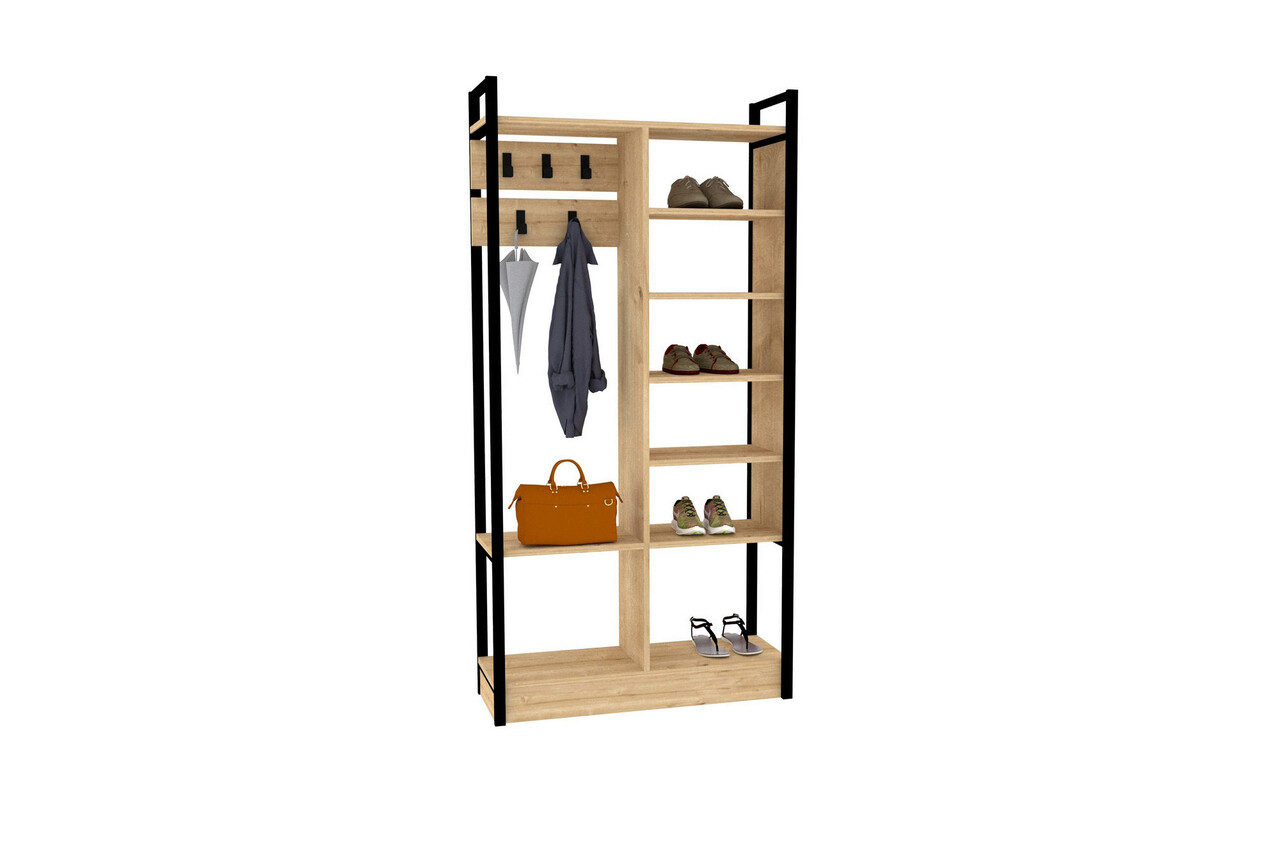 Cuier de perete, Puqa Design, Begonya, 90x180x33 cm, PAL, Safir / Negru - 1 | YEO