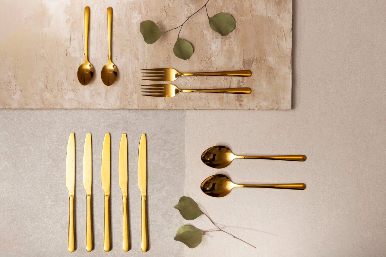 Set tacamuri 24 piese Lugano, Homla, inox 18/0, auriu - imagine 11