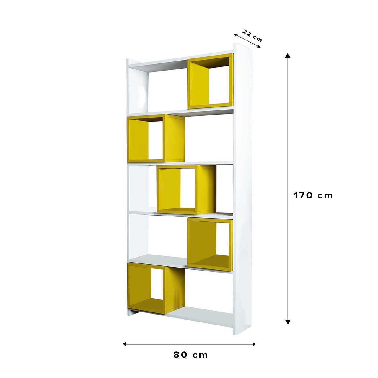 Corp biblioteca, Hommy Craft, Box, 80x170x22 cm, Alb / Galben