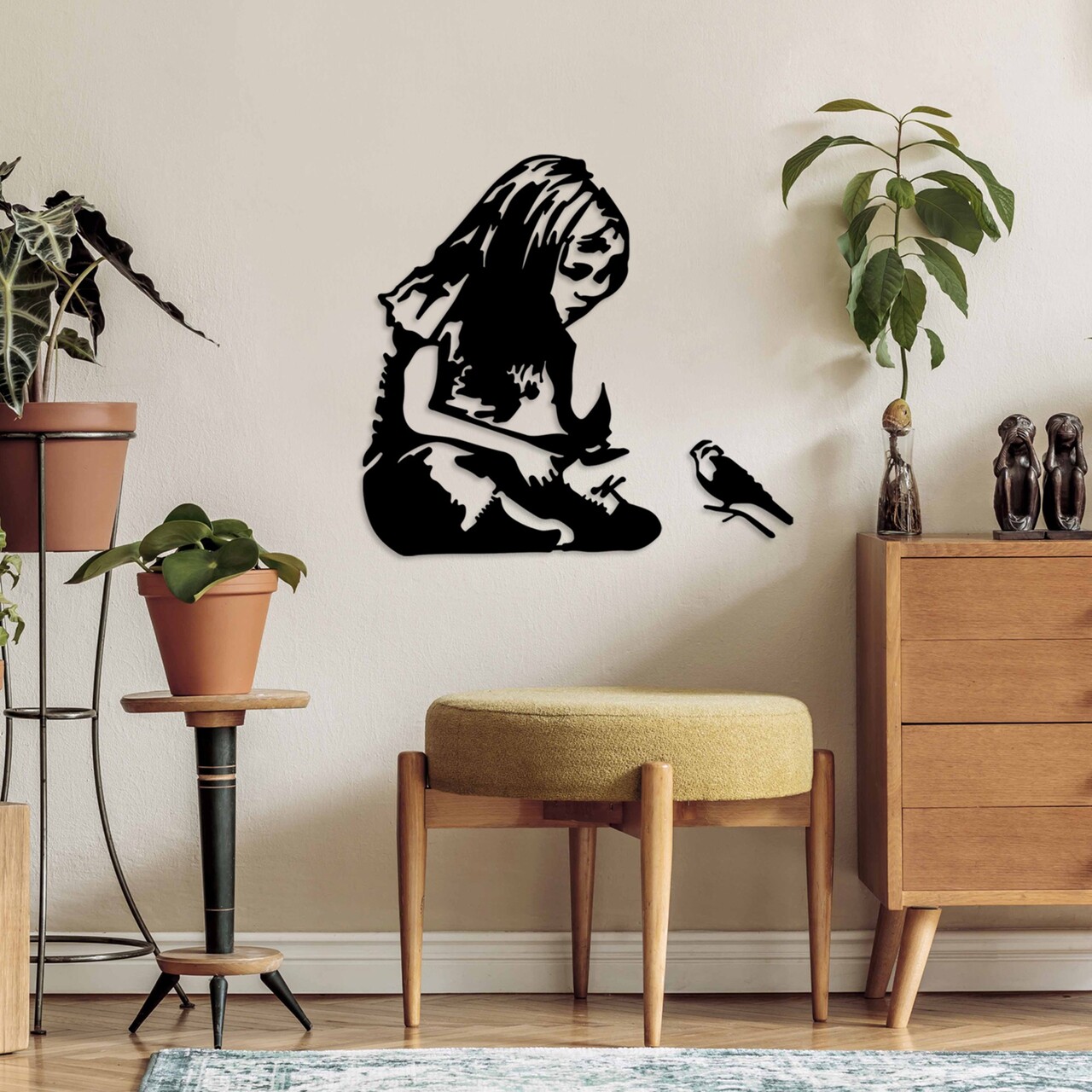 Decoratiune de perete, Banksy Metal 07, (Grosime: 1,5 mm), Negru - view 3
